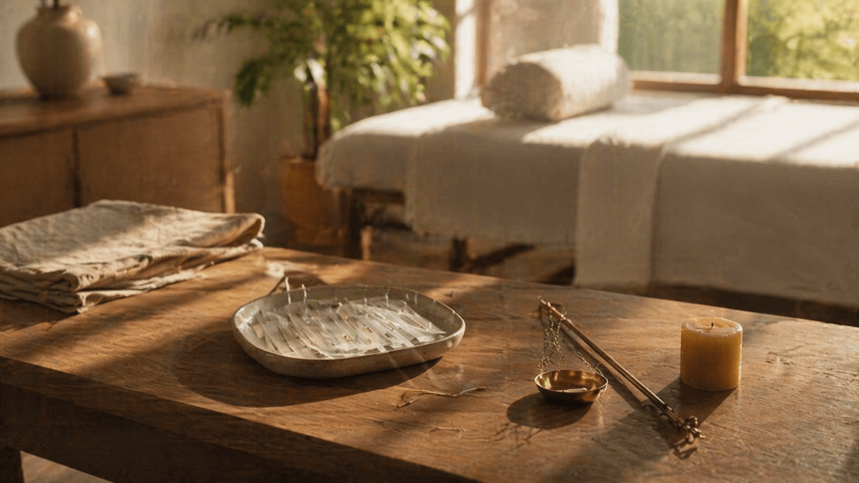 Serene spa with natural sunlight